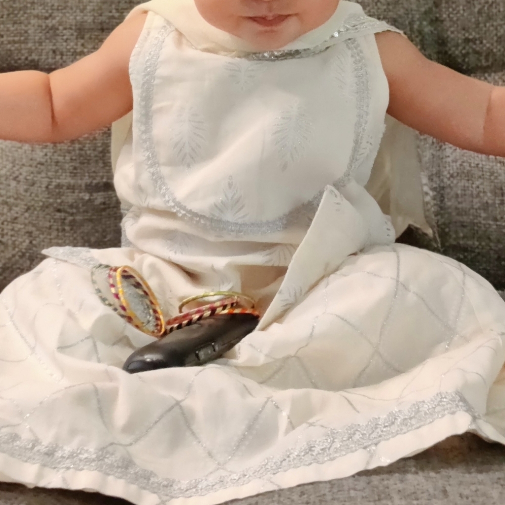 3 PC cream sharara 6-12 months